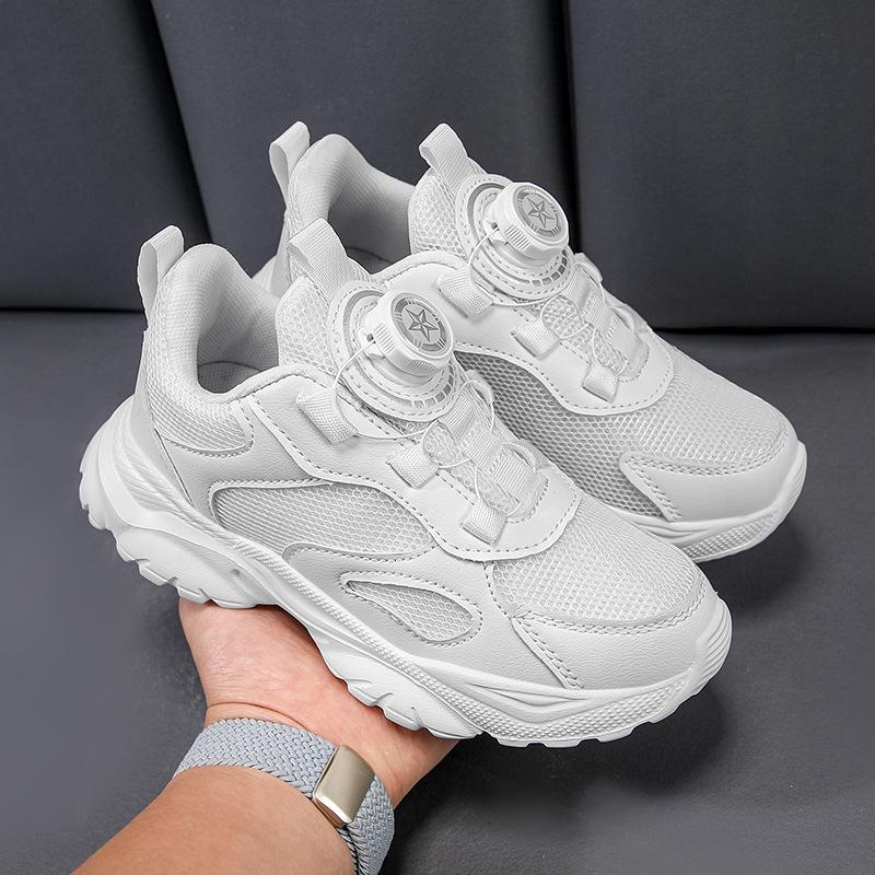 Mesh breathable classmates boys 2025 spring and autumn new children's sports shoes school children's button sports shoes