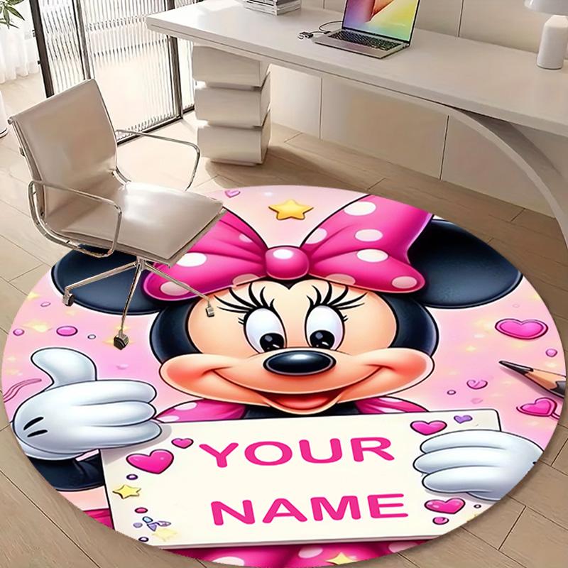 Personalized M-Minnie Round Chair Office Rug - Perfect for Mat, Office Chair & More - Ideal Gift for Birthdays and Holidays