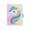 Unicorn Cartoon Lock Plush Notebook - Cute Diary for Students, Girls' Gift
