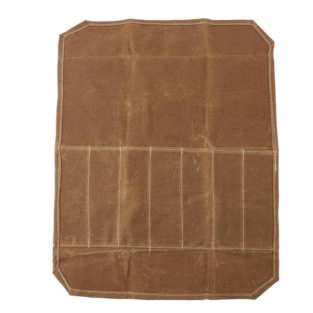 Chef Knife Roll Bag Portable Waterproof Waxed Canvas Knife Carrier Roll For Picnic Camping Barbecue Kitchen Khaki