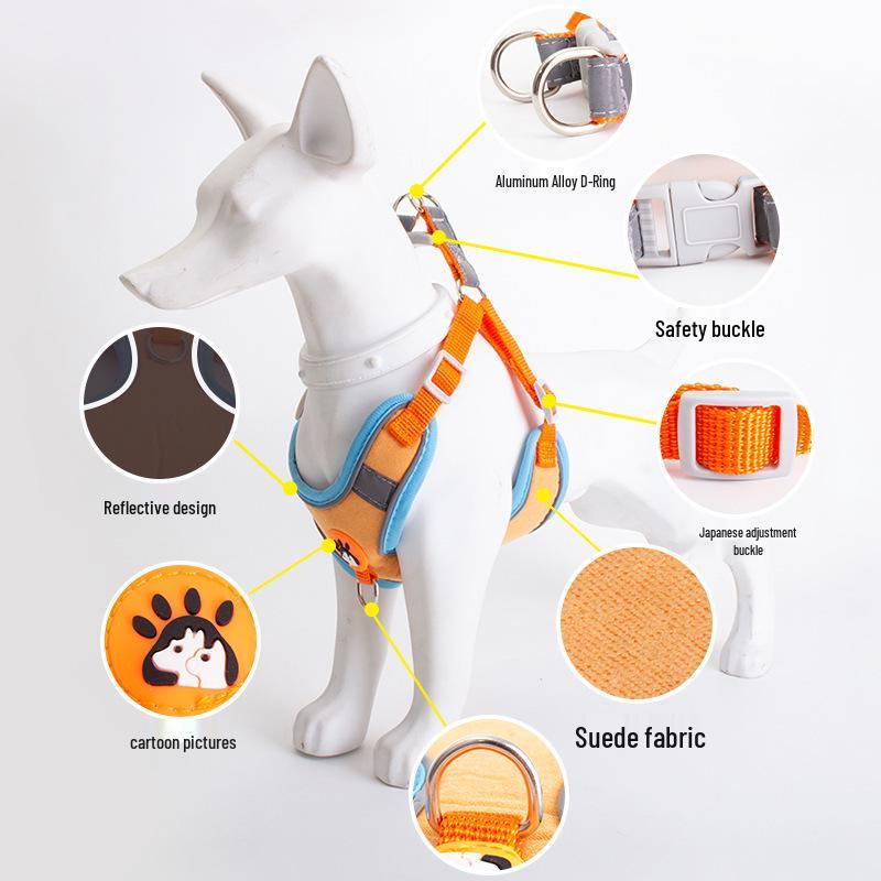Reflective Adjustable Dog Harness and Leash Set for Small Breeds - Breathable Vest Style