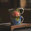 300ml Vintage Hand-Painted Ceramic Mug, Retro Floral Coffee Cup, Handmade Art Teacup for Home Office