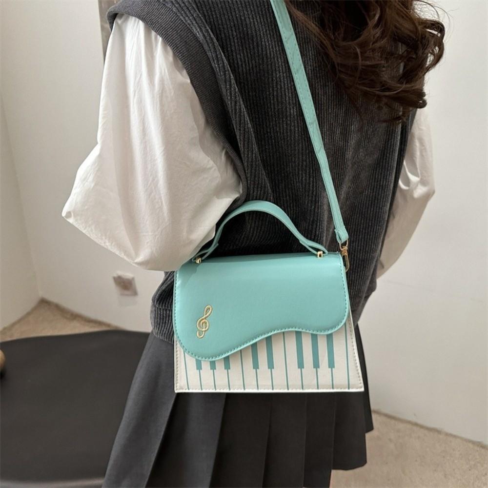 PU Leather Piano Note Crossbody Bag Square Women Handbag Sweet Shoulder Bag  Girls