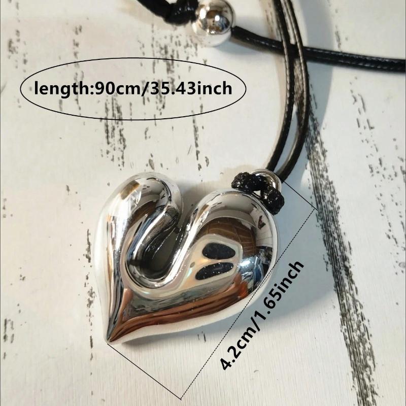 1 szt. Koreański styl Ins Długi naszyjnik z łańcuszkiem z pompowanym blokiem miłości, prosty i wszechstronny, wysokiej klasy naszyjnik z wisiorkiem w kształcie serca dla kobiet