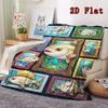 Fish Fantasia 2D Flat Pattern Flannel Blanket, High quality All Seasons, Home Decor, Warmth and Comfort, Perfect for Christmas Gifts.