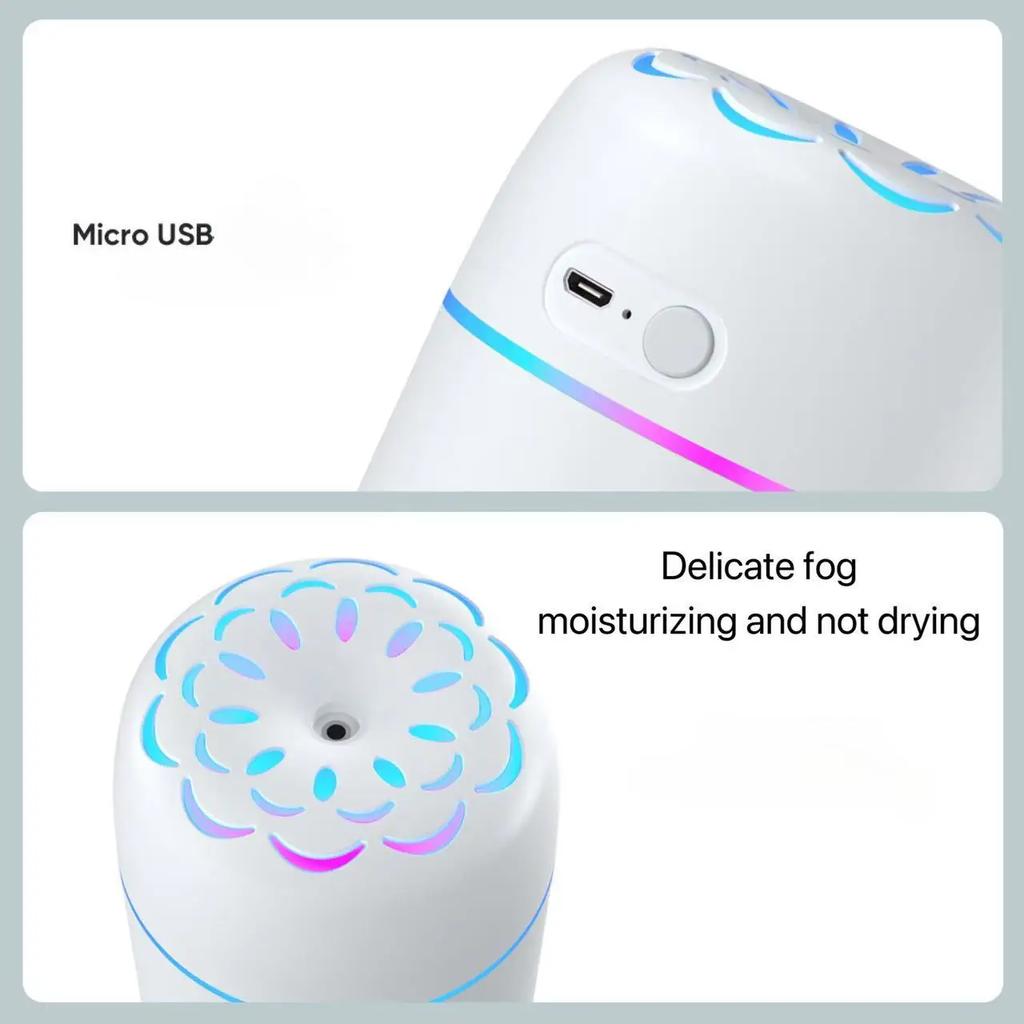 USB Mini Portable Air Humidifier Color Changing Mood Light Quiet 220ml Household Mute Hydrating Air Atomization Humidifie