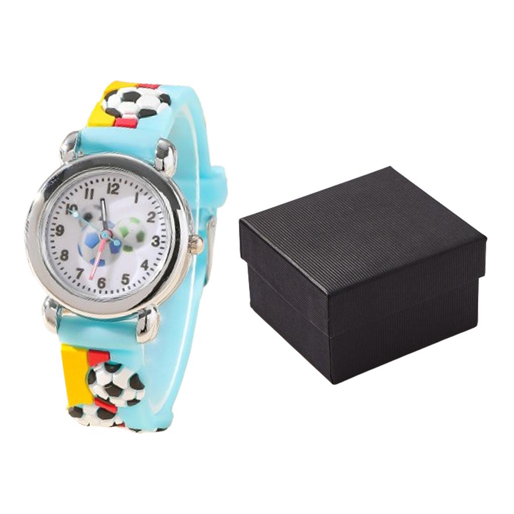 1pc/2pcs-Fashionable Cartoon Football Children's Quartz Watch, Watch Bracelet, Box Set, Ideal Choice for Gift Giving