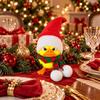 3D-Printed Christmas Duck Figurines, Funny Angry Yellow Duck Deccorations with Red, White, and Green Trim for Desks, Shelves, Entryways, and Cabinets