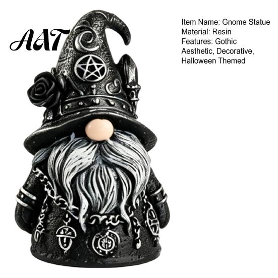 Wizard Hat Gnome with Stars Halloween Gothic Resin Figurine, Dark Faceless Doll for Witchcraft Decor Desk Shelf, Spooky Home Ornament, Trick or Treat