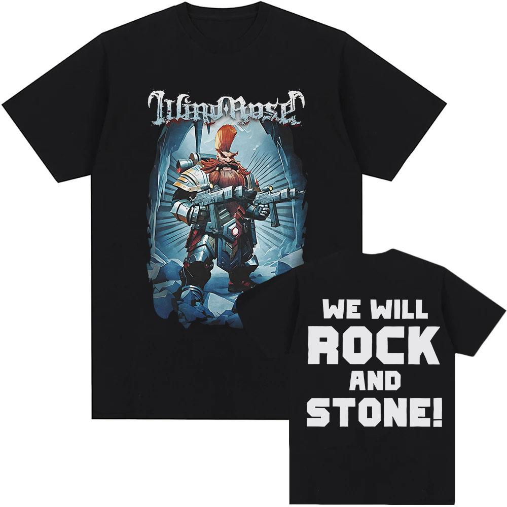 

We Rock and Stone T-Shirt Windrose Game Design Print Tshirts Short Sleeve Loose Cotton Male Tees Graphic Merch Unisex Streetwear XS чёрный
