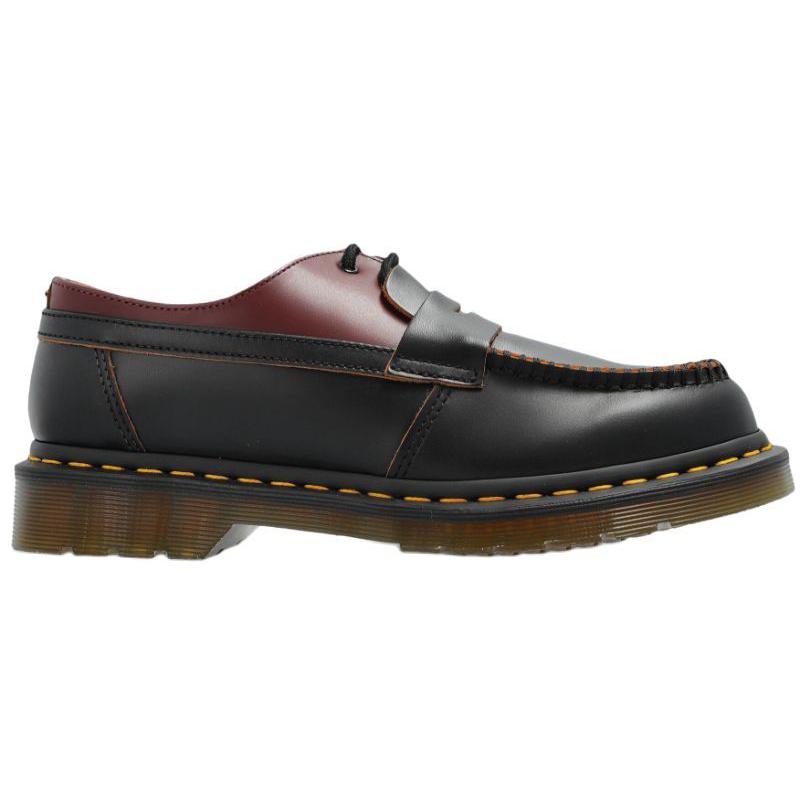 MM6 Maison Margiela X Dr. Martens 1461 Leather Slip-On Round-Toe Loafers Unisex Loafers Black Red 32184002