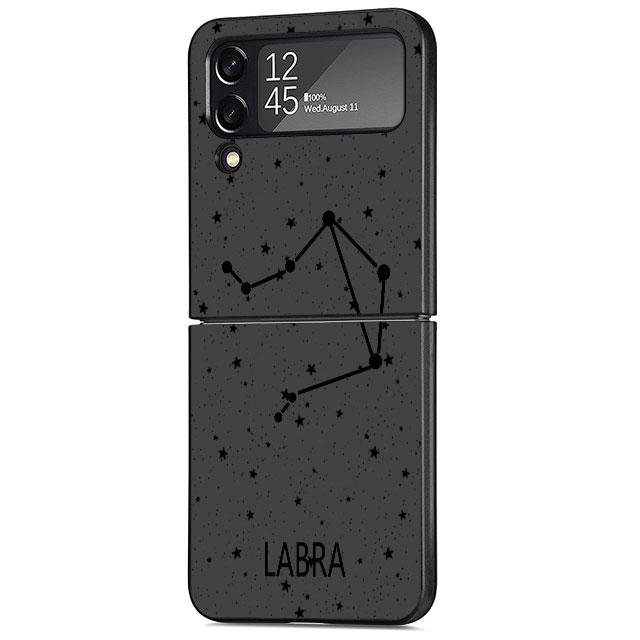 Twelve Constellations Case For Samsung Galaxy Z Flip 3 4 5G Black Hard PC Phone Housing Z Flip4 Luxury Coque Shell