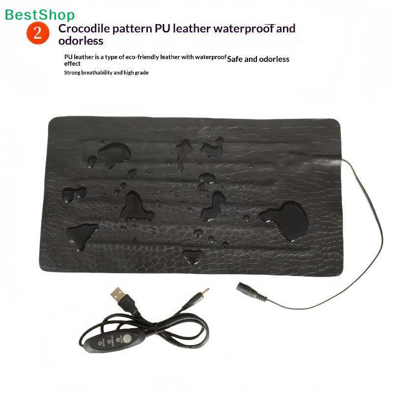 Reptile Heating Pad with Timer - Adjustable Temperature PU Leather Mat for Lizards & Scorpions