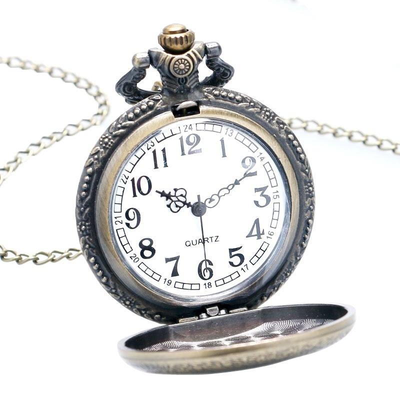 Antique Steampunk ACDC Hells Bell Quartz Pocket Watch Retro Necklace Pendant