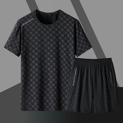 Summer Men's T-shirt and Shorts Personality Short-sleeved Suit Casual T-shirt Suit Plus Size