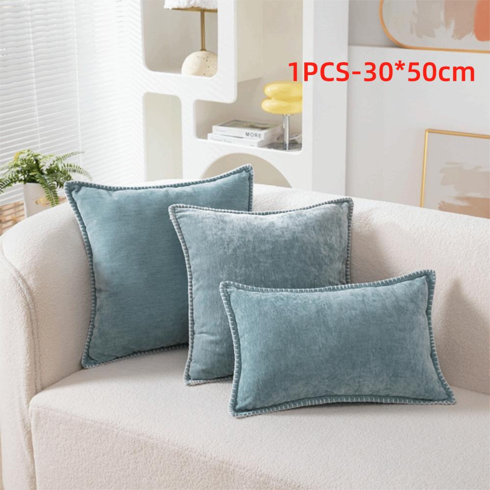 Simple Chenille Cushion Cover Solid Color Soft Throw Pillow Cover Velvet Multiple Size Decorative Pillowcase Seasonal Decor