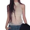 Summer New Spice Girls Sleeveless Vest Women's French Thin Hollow Sexy Semi-high Neck Top