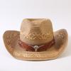 Beliebter europäischer und amerikanischer klassischer Strohgeflecht Western-Cowboyhut für Herren und Damen Outdoor-Mode OL-Stil Geflochtener Zylinder