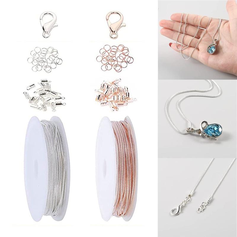 4 Rolls Snake Chains 8 Lobster Clasps 50 Jump Rings 30 Connectors Clasps for Layered Y Necklace Choker Bracelet Jewelry