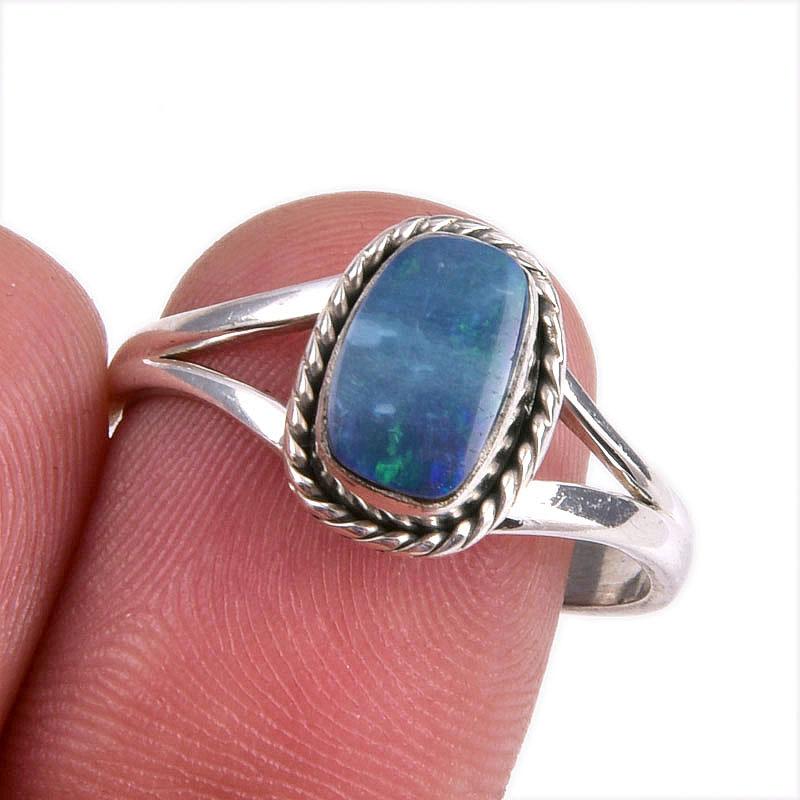 

Кольцо из стерлингового серебра 925 пробы с натуральным австралийским опалом S.9 B7T02