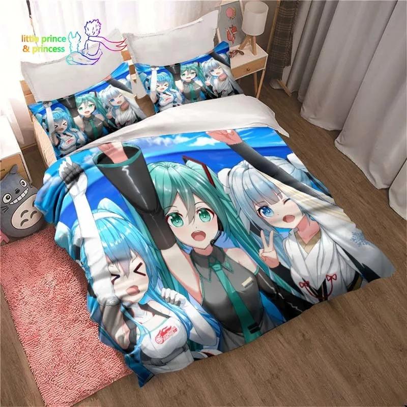 Set de lenjerie de pat Anime Kawaii Japonez Miku Single Twin Full Queen King Size Set de pat Aldult Copil Dormitor Imprimeu 3D