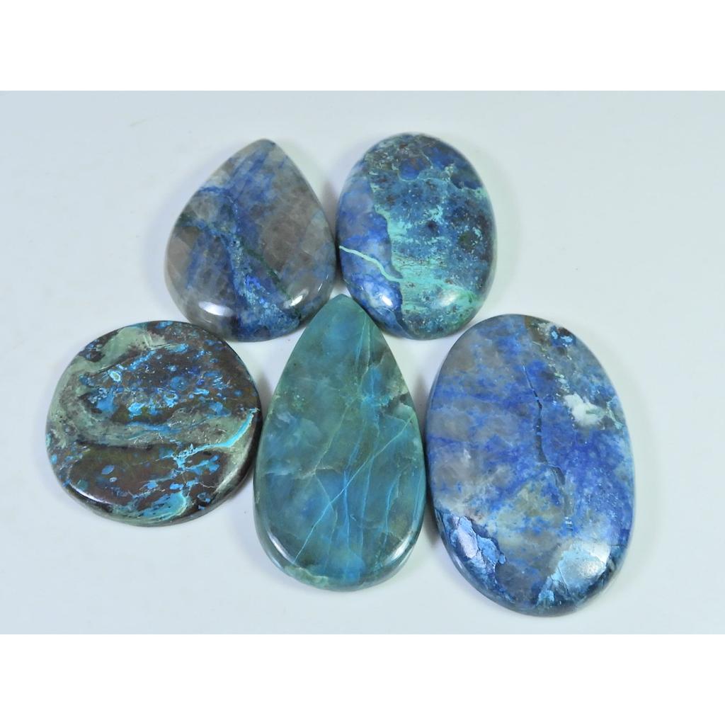 286Cts. Natural Shattuckite Mix Cabochon Loose Designer Gemstone 05Pcs Lot C-1537