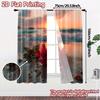 2pcs, 2D FLAT PRINTING Curtains (Without Rod) BeachRoseSunset Modern Curtains Digital Printed Versatile Fabric Curtains