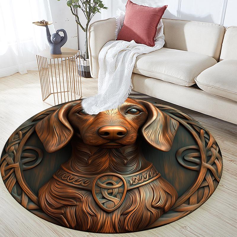 

Dachshund pattern round rug,Carpet Rug for Living Room Bedroom Playroom ,Non-slip Floor Mat,Holiday Gifts and Birthday Gifts. 80cmx80cm