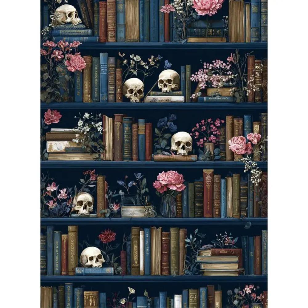CHENISTORY Paint By Number Skull bookshelf Hand Painted Painting Art Drawing On Canvas Gift DIY Pictures By Numbers Kits Home De