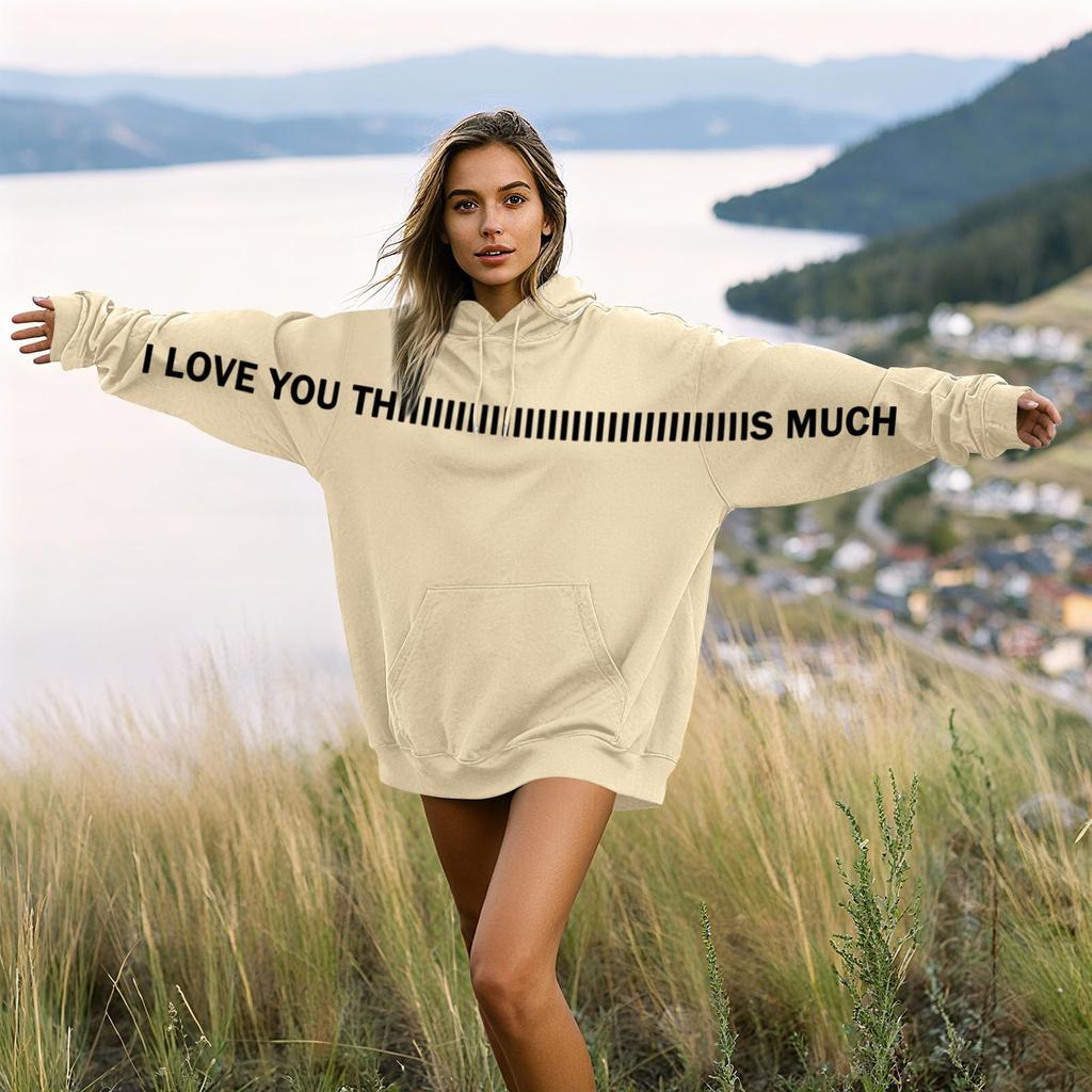 Damen Modisches Lässiges Langärmeliges Paare Buchstaben-Print Kapuzen-Sweatshirt