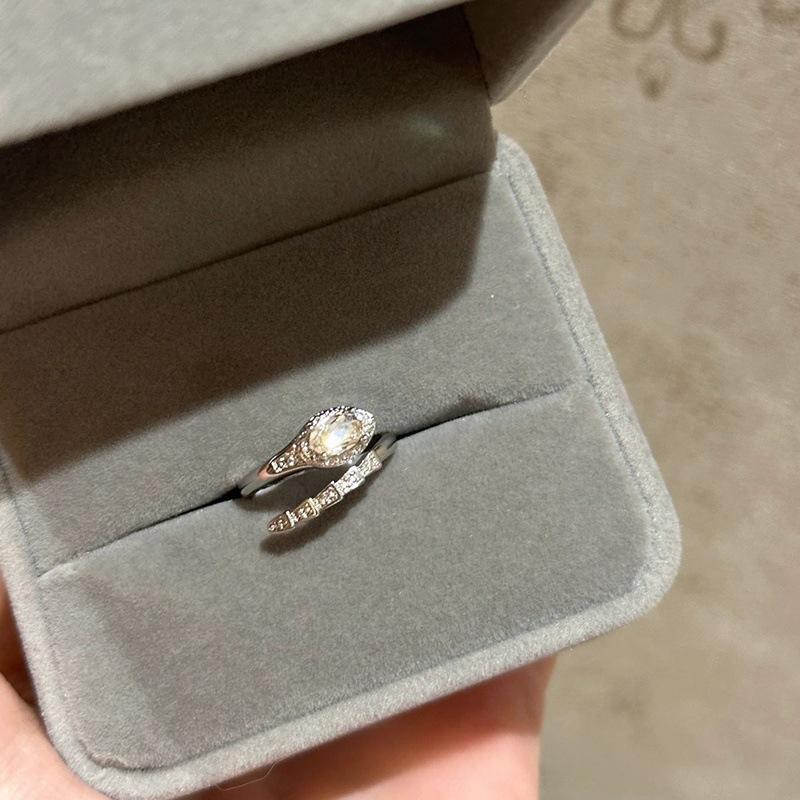 Cold wind super flash zirconium spirit snake ring female design snake open ring