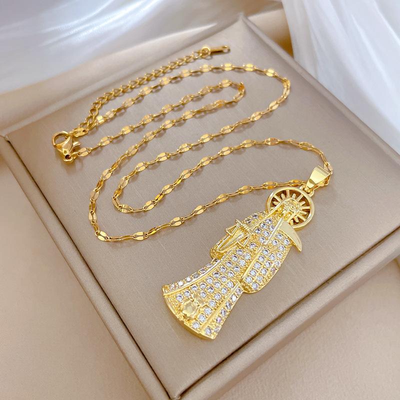 Titanium Steel Reaper Sickle Light Luxury Banquet Wedding Necklace Female Versatile Clavicle Chain Titanium Steel Chain