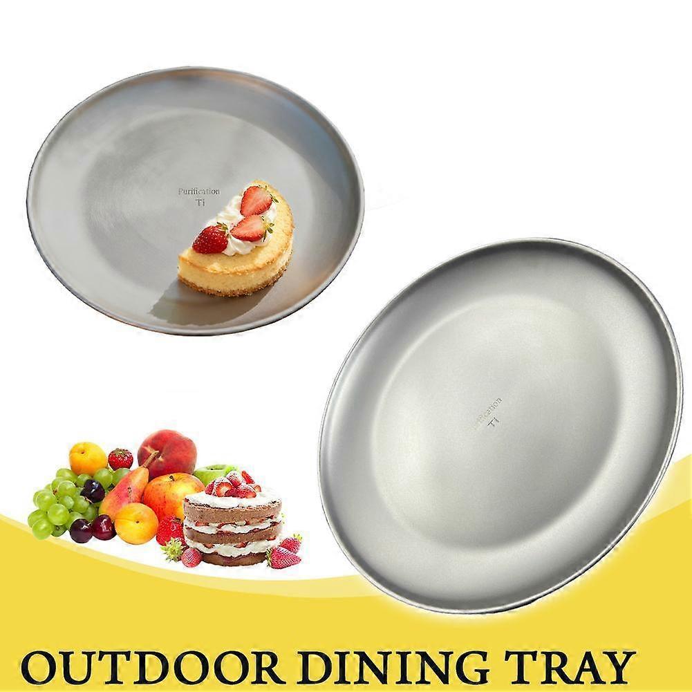 Titanium Outdoor Camping Plate Ultralight Portable Round Frosted Dish Forcooking