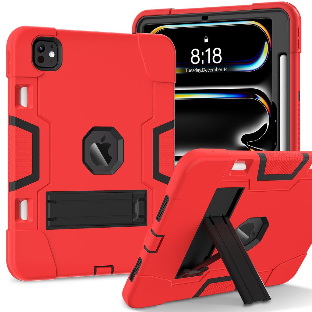 Rugged Kickstand Case For iPad Pro 11 2025 M5 2024 M4 A3357 A3358 A3359 A2836 A2837 A3006 PC Silicone Anti-Slip Cover Shockproof