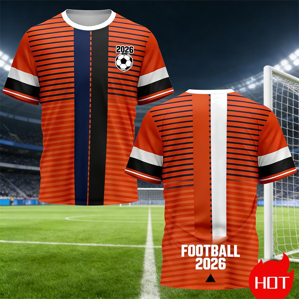 Summer Men's T-Shirt Stripe training original football jersey round neck t shirt for man Quick drying sport T-shirt y2k clothing