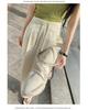 New Chinese Style Women's High-Waist Wide-Leg Pants for Summer - Ice Silk Feel, Floor-Length, Casual Drape.