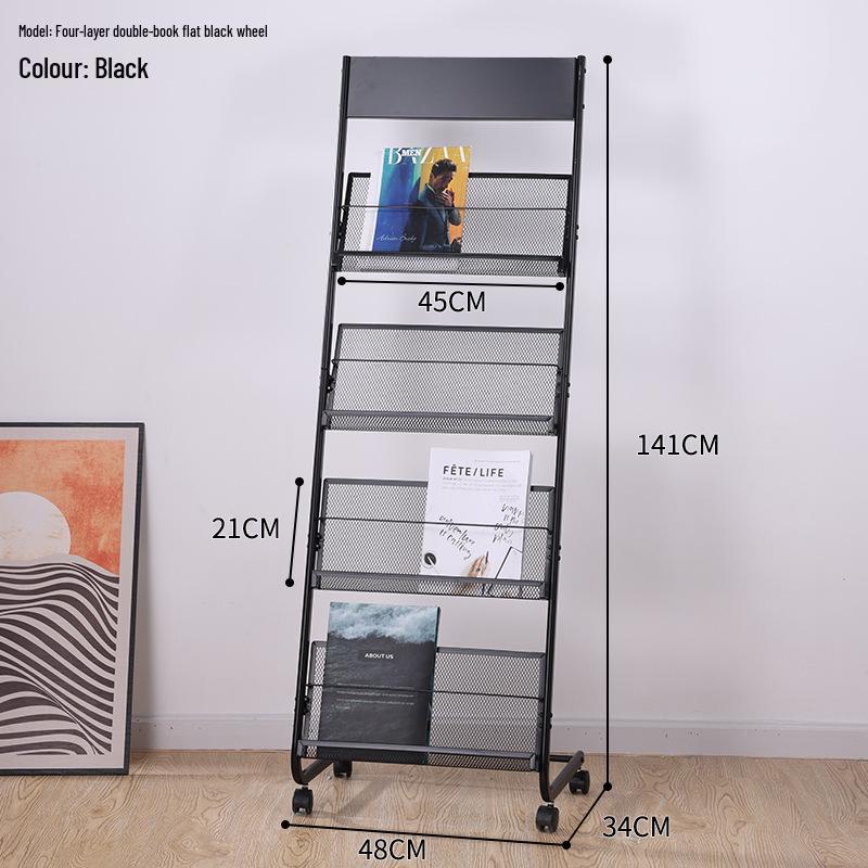 Floor Standing Magazine & Book Display Rack for Periodicals and Promotional Materials