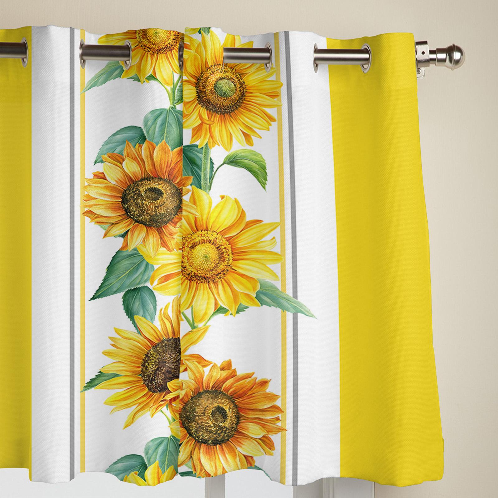 Желтые акварельные подсолнухи современные шторы для гостиной спальни шторы для кухни — фото 4
