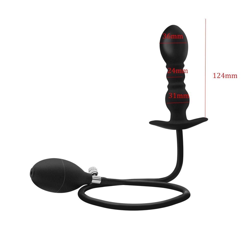 Inflatable Anal Plug with Steel Ball Anal Pull Ball Masturbator Adult Sex Toys Silicone Tail Plug Slave