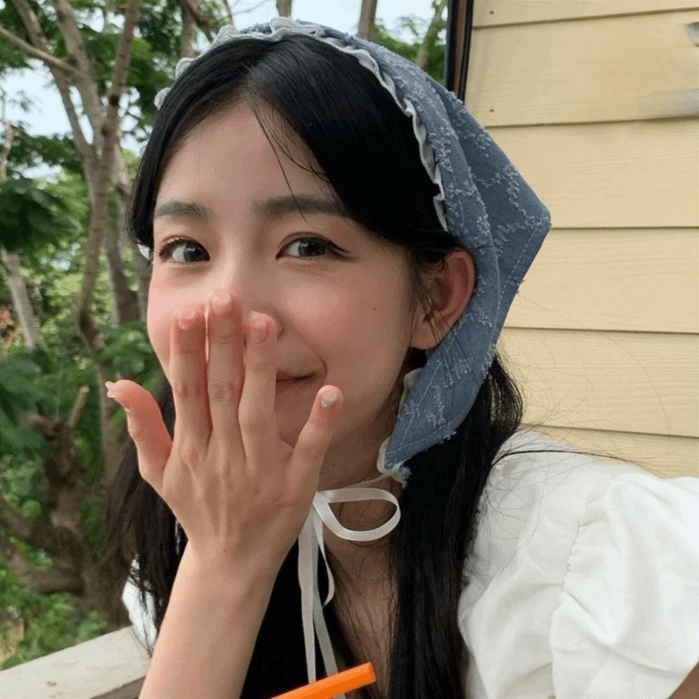 Turban Triangle Scarf Denim Headscarf Retro Star Hair Scarf  Party