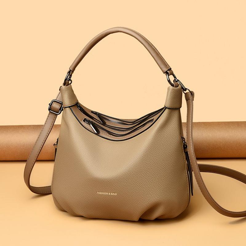 Women’s Soft PU Leather Shoulder Bag & Crossbody Bag 2026 Fashion Solid Color Large Capacity Casual Daily Handbag with Adjustable Strap Zipper
