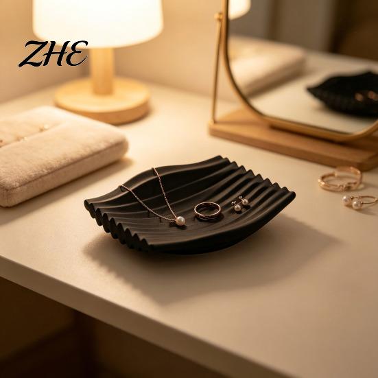Small Countertop Soap Stand 3D Printed Dish, Minimalist Wave Design Bathroom Holder, Ring Earring Storage Plate Shower Tray for Bathroom, Kitchen