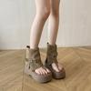 Mezzanine Sandals Women's Summer New 2025 Suede Niche Design Thick-soled Cool Boots Retro Versatile Women's Shoes