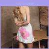 Summer Floral Print Aline Dress With U Neck And Backless Design For Youth Casual Wear