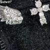 Luxury Vintage Angel Wings Cross Earrings Women Shiny Statement Jewelry for Party Night and Daily Occasions