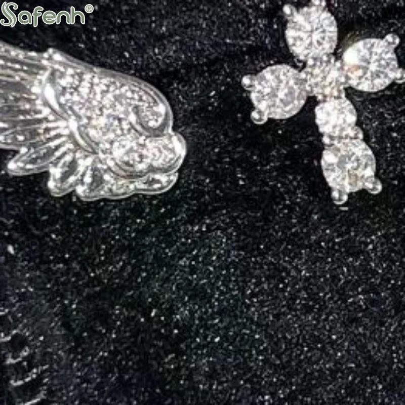 Luxury Vintage Angel Wings Cross Earrings Women Shiny Statement Jewelry for Party Night and Daily Occasions