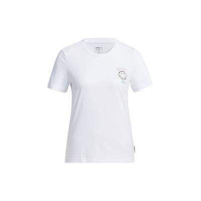 Αθλητικό πλεκτό T-shirt με στάμπα Neo Smiley Γυναικεία Τοπ Λευκό GP5784