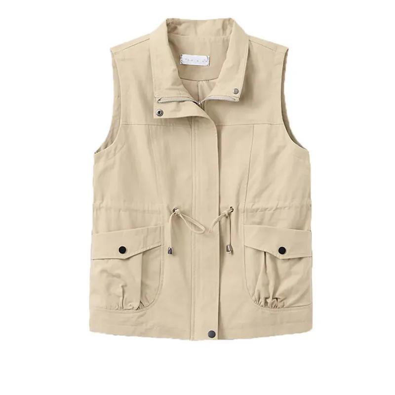 Short Waistcoat Jacket Women's Slim Spring Autumn Casual Outerwear Vest Ladies Loose Pure Cotton Sleeveless Coats
