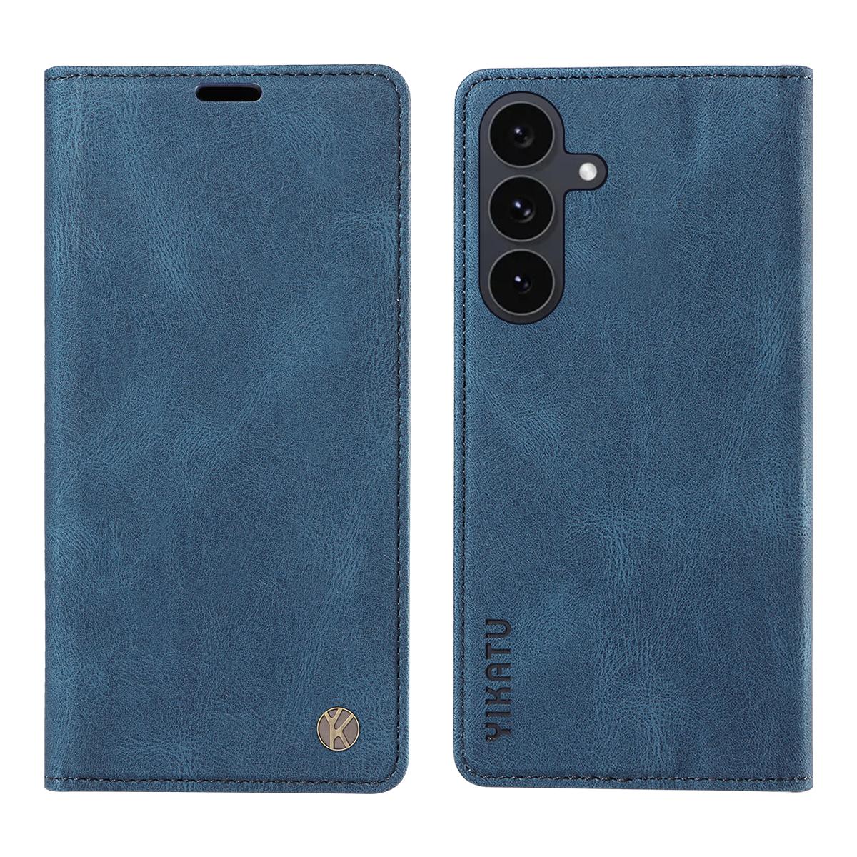 

Кожаный чехол для Samsung Galaxy S25 FE YIKATU YK-004 Чехлы-кошельки с эффектом кожи Blue