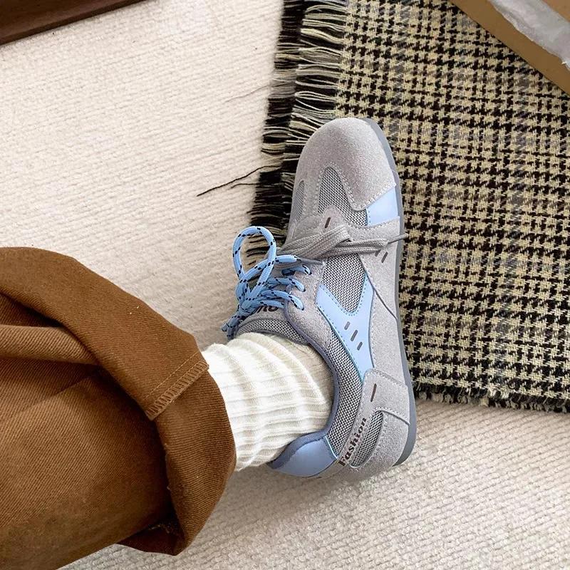 Ladies Shoes 2025 Mesh Women's Vulcanize Shoes Outdoor Casual Women Sneakers Mixed Colors Lace Up Low Heel Sport Shoes Ladies